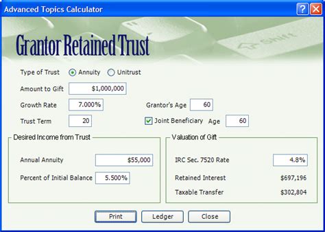 grantor retained annuity trust calculator